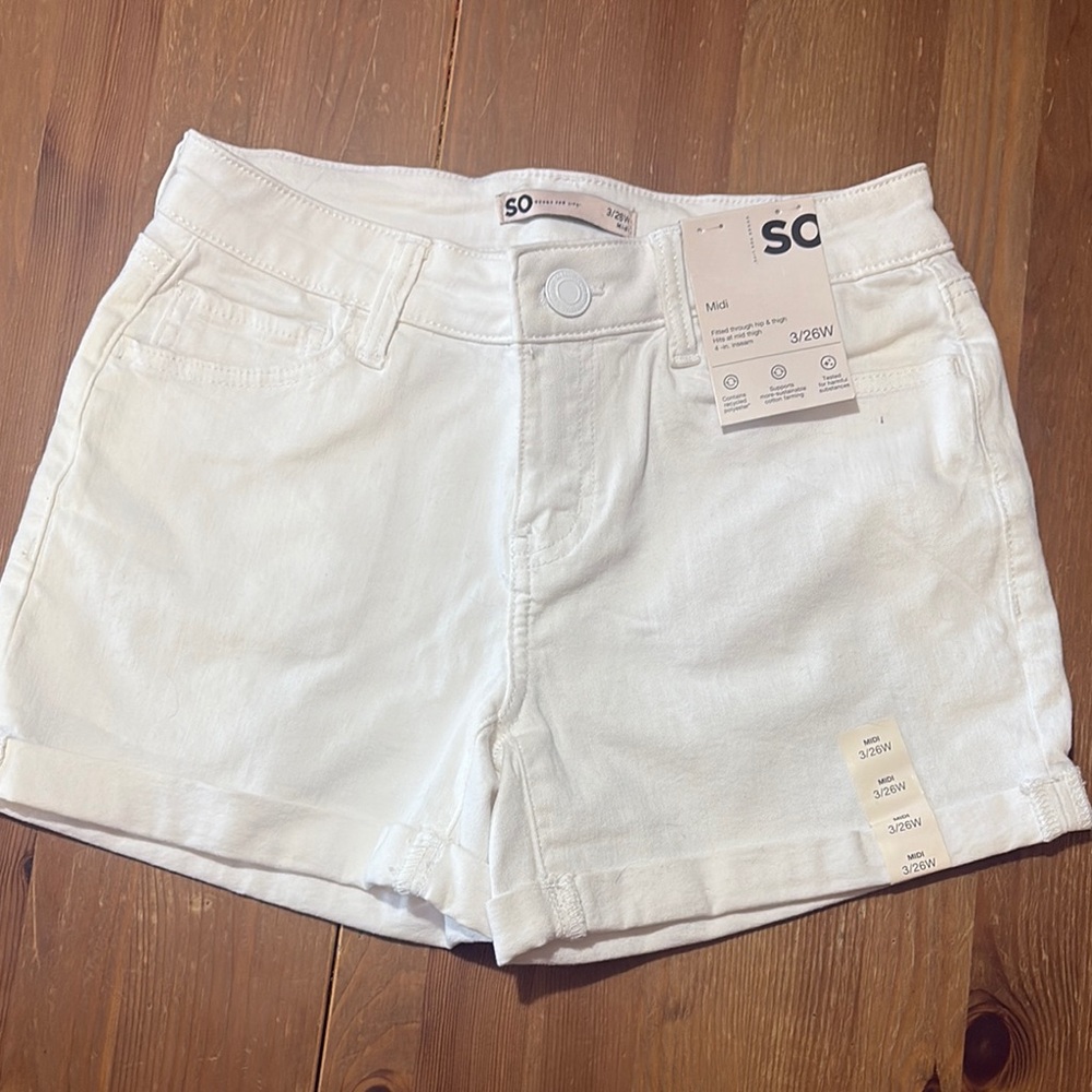 SO White Jean Shorts with Cuffed Hem